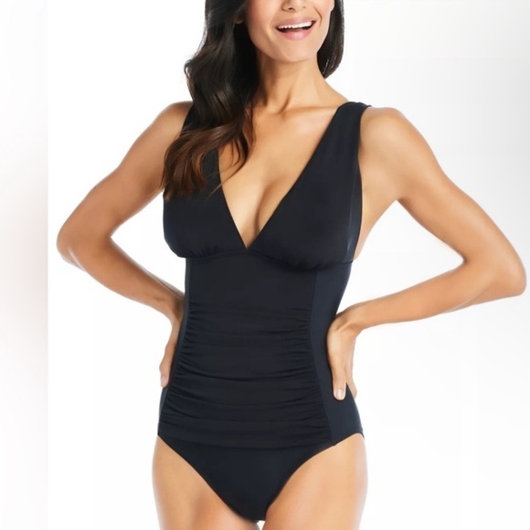 Beyond Control Women's Solid Plunge VNeck One-Piece Swimsuit Women's Swimsuit 16 - Picture 1 of 7